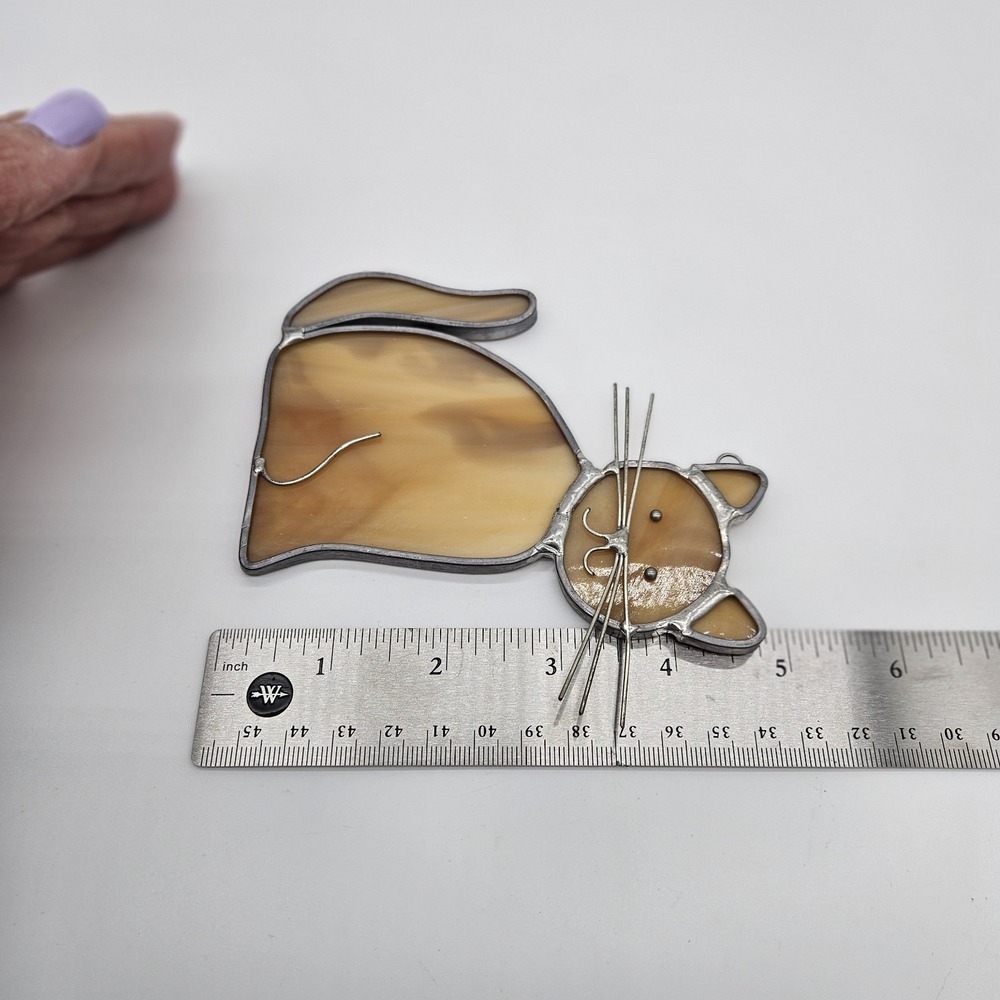 Vintage Renaissance Glass Sitting Cat Suncatcher 1991 - Picture 7 of 7